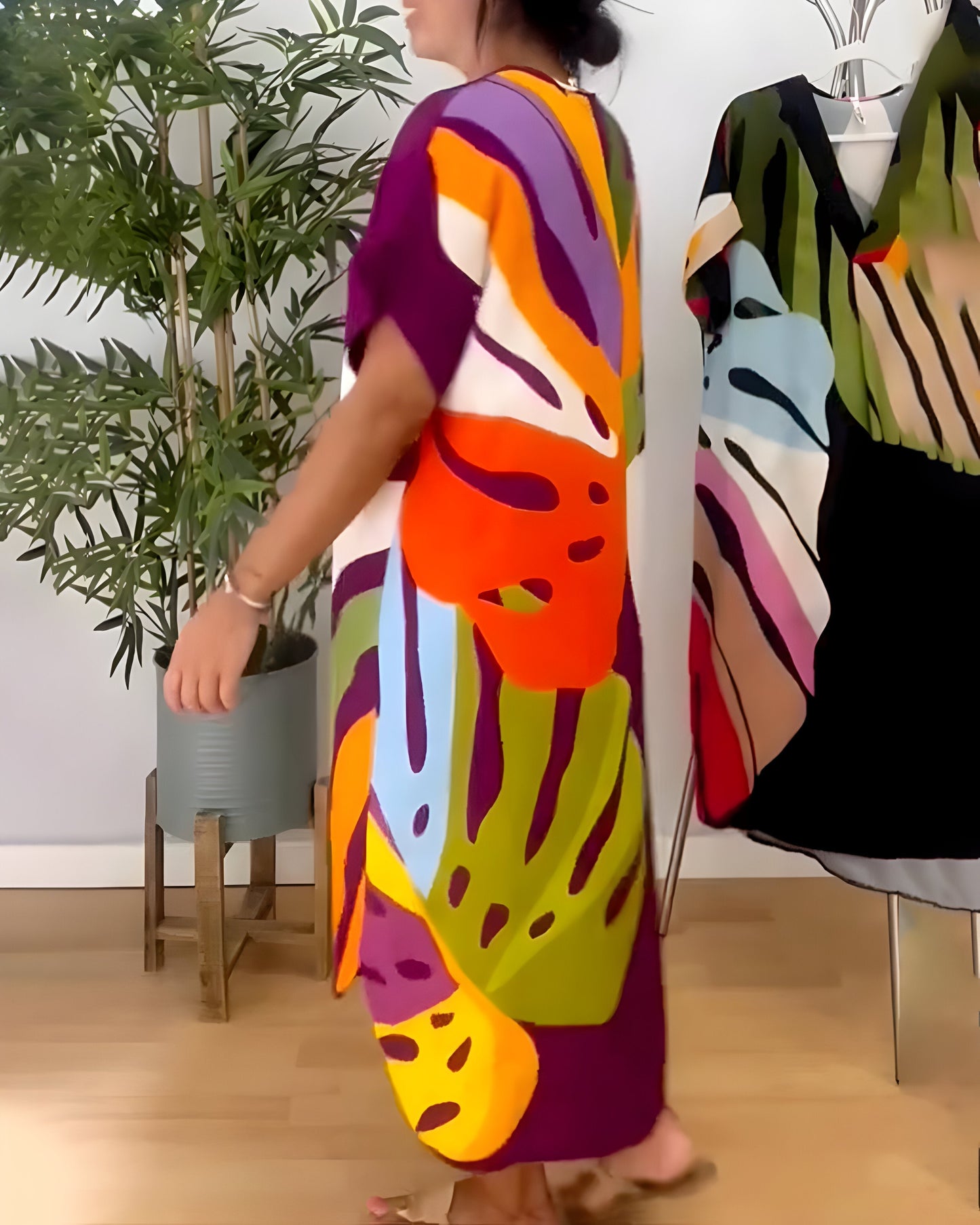 Janice | Casual Colorful Leaf Print Dress