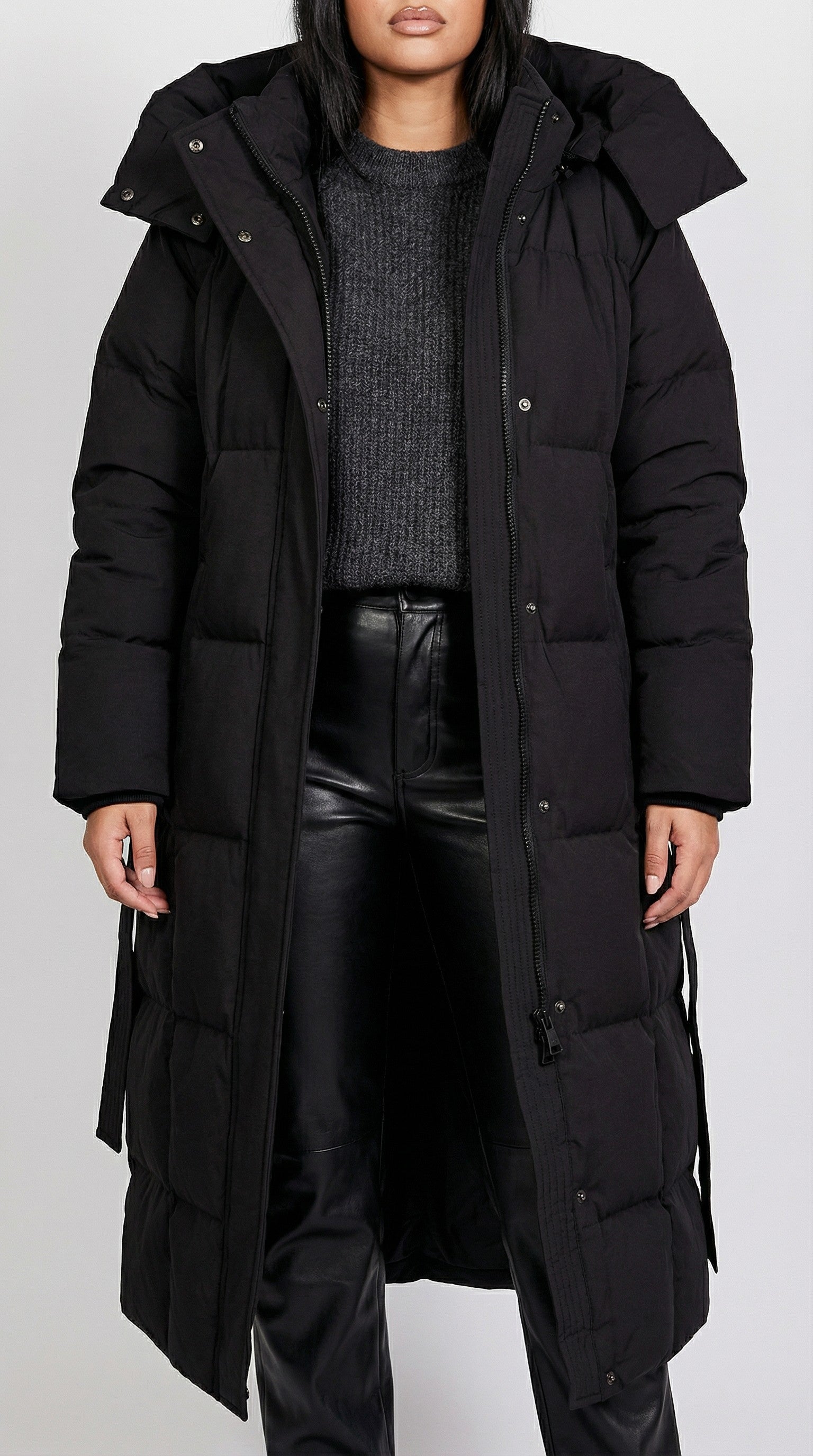 Hooded Puffer Longline Coat