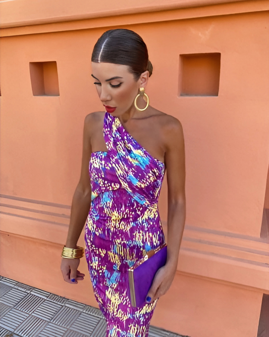 Maria Elegant One-Shoulder Maxi Dress