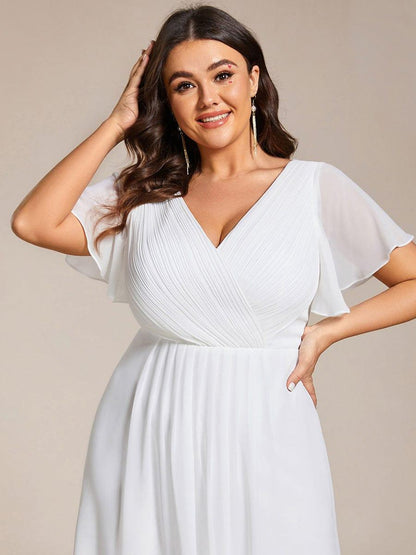 FAYE™ |Plus Size V-Neck High-Low Chiffon Wedding Guest Dress