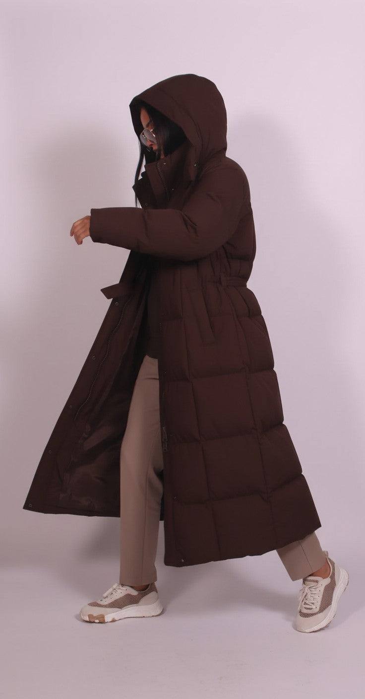 Hooded Puffer Longline Coat