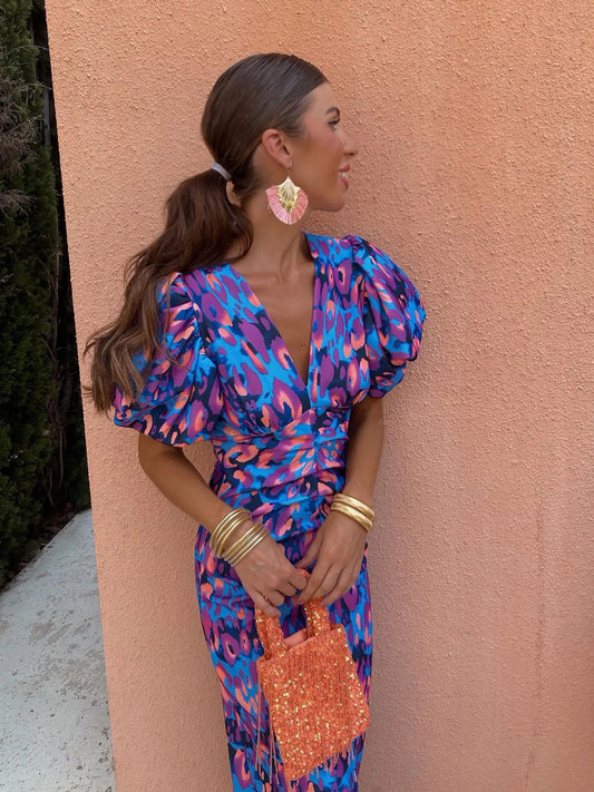 May- Pleated Sleeve Midi Dress