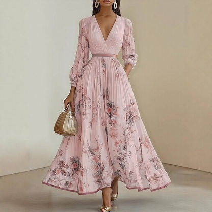 Roma-Elegant Pleated Maxi Dress